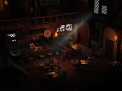 An image showing a tavern with characters in Wartales.