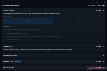 IR Presence Detection for hands-free login is supported