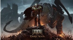 DOOM Slayer stands atop a battlefield in the official key art for DOOM: The Dark Ages (Image source: DOOM: The Dark Ages, courtesy of Keymailer)
