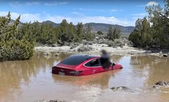 Tesla's FSD drove this particular Model 3 into a watery grave. (Image source: Wham Baam Teslacam on YouTube)
