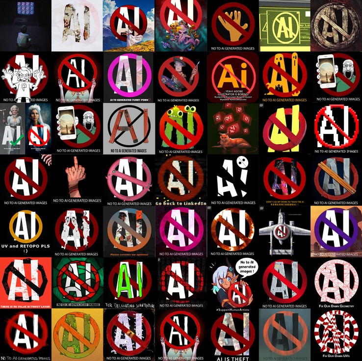 Snippet of the anti-AI protest imagery taken down from ArtStation. (Image source: @joysilvart on X)