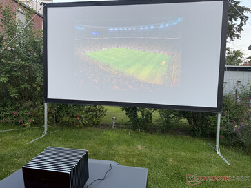 AWOL Valerion Pro 2 with an outdoor screen in the early evening (without sunlight)