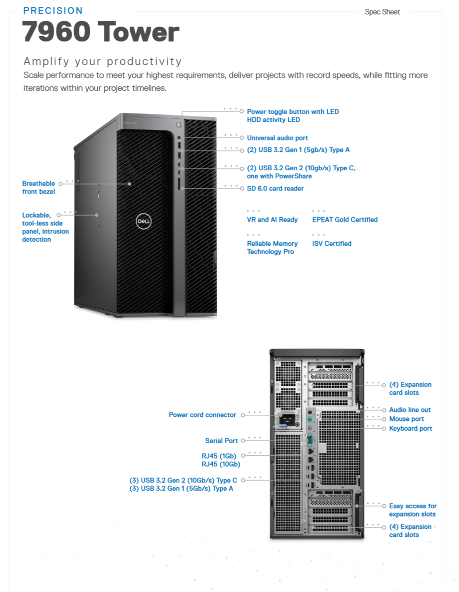 Dell Precision 7960 Tower and Precision 5860 Tower announced with Intel