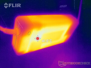 AC adapter can reach over 41 C after an hour of heavy loads