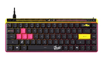 The new ROG Falchion Ace HFX ZywOo Edition with pink and yellow accents. (Image source: Asus)