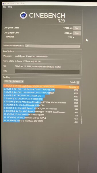 AMD Ryzen 5 9600X Cinebench R24 score (image source: HXL on X)
