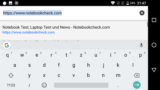 Keyboard in landscape mode