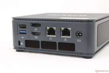 Rear: USB-A 2.0, USB-A 3.2 Gen. 1, DisplayPort (4K60), HDMI 2.0 (4K60), 2x RJ-45 (2.5 Gbps), Ac adapter, Kensington lock