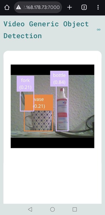 Image recognition works reasonably well even with an old webcam and the preconfigured model (image source: Notebookcheck)