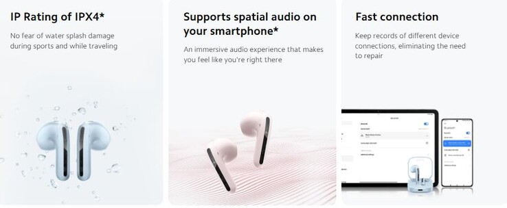 IPX4 certification is available, Spatial Audio is advertised (Image source: Xiaomi)