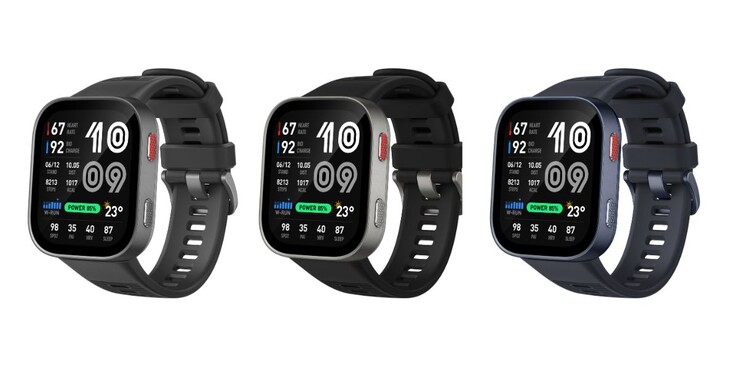 The Amazfit Bip Max smartwatch is available in gray, black and blue colorways