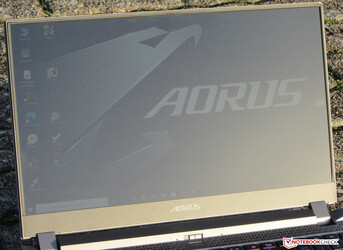 The Aorus 15P outdoors (shot in bright sunshine)