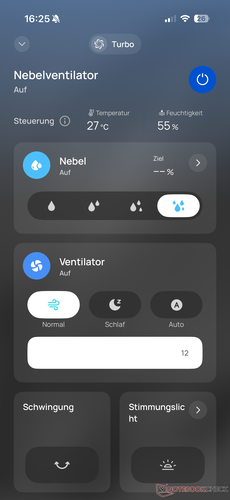 App-based control of the device