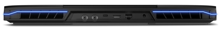 On the back: 2x connector for water cooling, Thunderbolt 4 (USB-C; DisplayPort), HDMI 2.1, Gigabit Ethernet, power port