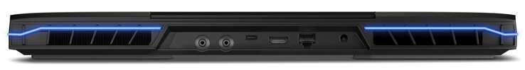 Rear: 2x coupling for water cooling, Thunderbolt 4 (USB-C; DisplayPort), HDMI, Gigabit Ethernet, DC-in