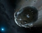 An artist's illustration of an asteroid.