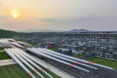 The 131m SY1310A wind turbine blades, fresh off the assembly line. (Source: Sany RE)