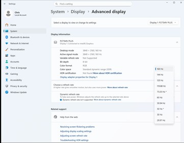 4K with 160 Hz is the standard mode