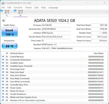 ADATA SE920 works with PCIe 4.0 x4