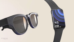 The new AR bracelet reference design, with a pair of Goertek glasses. (Source: Goertek)