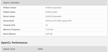 RTX 3060 Laptop GPU. (Image source: Geekbench)