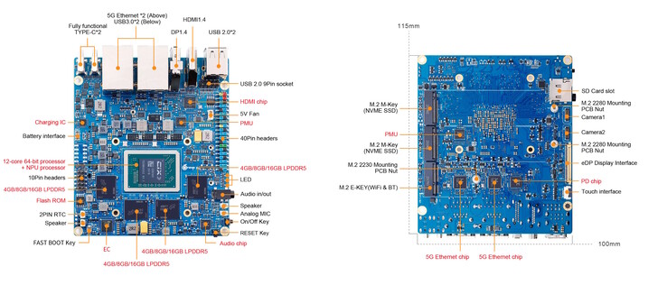 The Raspberry Pi 5 competitor has a total of three M.2 slots (Image source: Orange Pi)