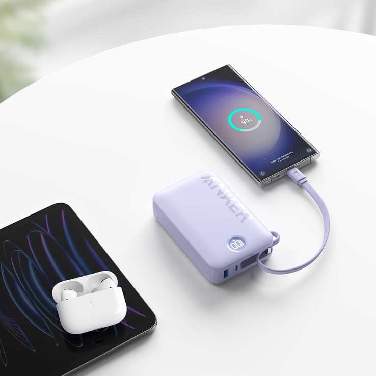 The new Anker Power Bank with built-in USB-C cable. (Image source: Anker)