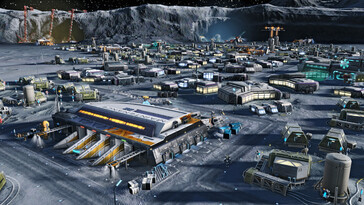 An image showing a city on the Moon in Anno 2205.