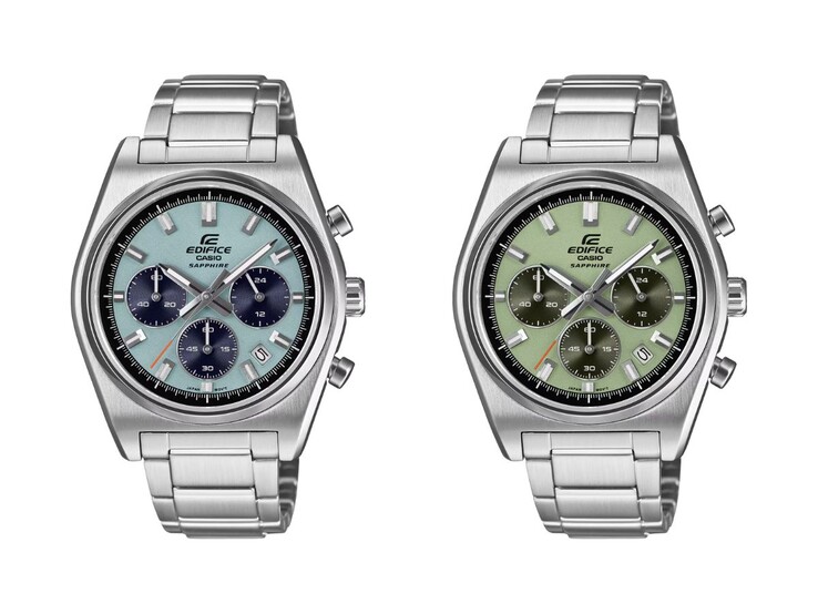 The Casio Edifice EFB730D-2BV (left) and EFB730D-3AV (right) watches. (Image source: Casio, edited)