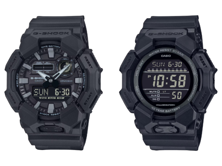 The Casio GA010-1A1 (left) and GD010-1A1 (right) watches. (Image source: Casio)