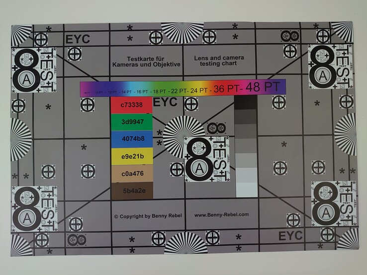 A photo of our test chart