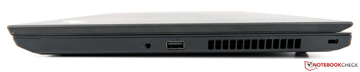 Right-hand side: 3.5 mm jack, USB 3.1 Type-A port, security lock connector