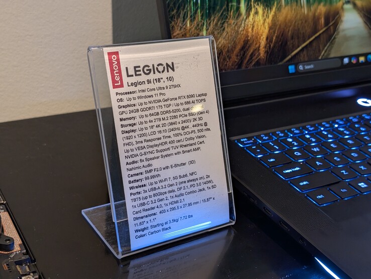 Lenovo Legion 9i specifications (image source: Notebookcheck)