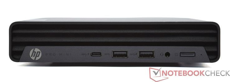 Front: USB Type-C 20 Gbit/s, 2x USB Type-A 10 Gbit/s, 3.5 mm audio