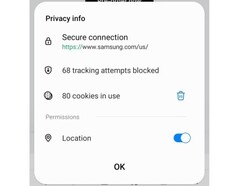 Samsung Internet 19.0 Beta Privacy info menu (Source: Samsung Newsroom South Korea)