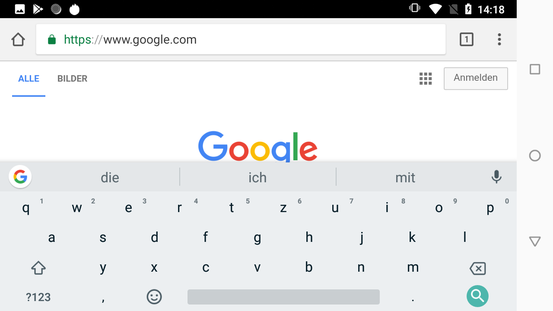 Using the default keyboard in landscape mode