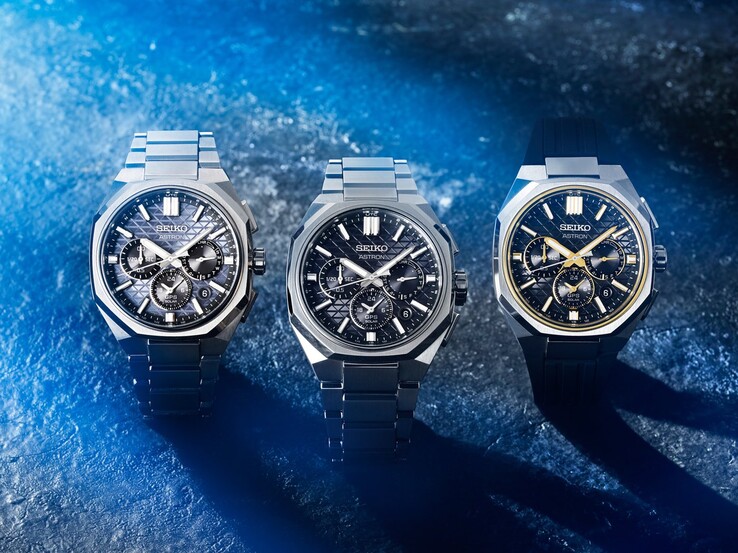 From the right: Seiko HAB001 “Nebula Grey,” HAB002 “Astral Onyx,” and HAB003 “Celestial Gold”