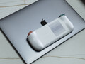 The AYA NEO AIR on top of a MacBook Pro. (Image source: AYA NEO Discord server)