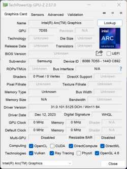 GPU-Z Intel Arc Graphics (7 Xe cores)