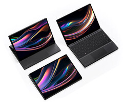 The One-Netbook 5 supports various postures like the Surface Laptop Studio series. (Image source: One-netbook via Minixpc)