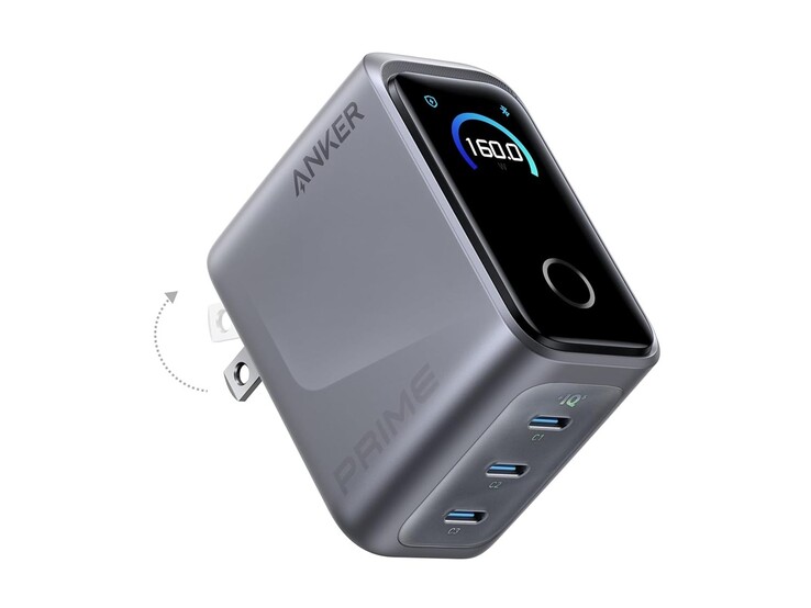 The Anker Prime Charger (160W, 3 Ports, Smart Display). (Image source: Anker)