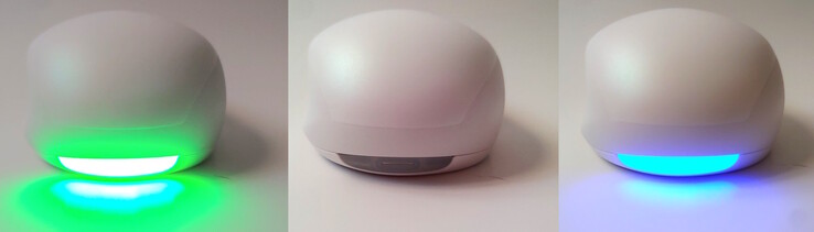 The rear mouse light indicates the connection mode – 2.4GHz, off, Bluetooth (L to R). (Image source: Notebookcheck)