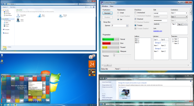 Classic 7 supports the Windows 7 start menu and task bar, themes, gadgets and the original Aero Glass that fist launched with Windows Vista