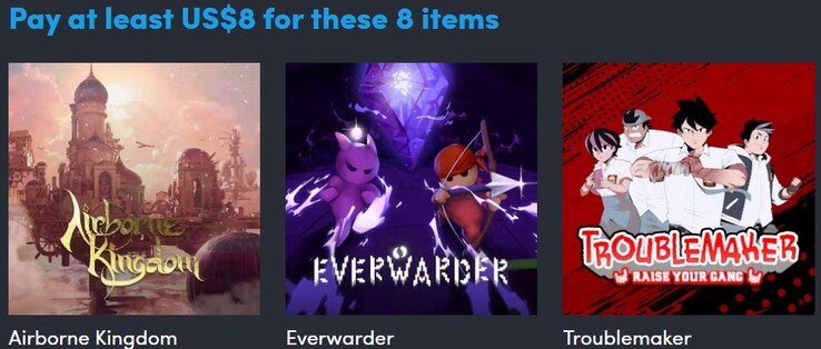 Decorative image. The first tier contains 8 items (Image source: Humble Bundle)