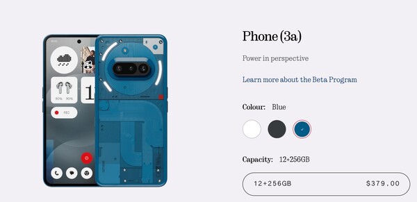 The Nothing Phone (3a) is already available to pre-order in the US directly from the Nothing store. (Image source: Nothing)