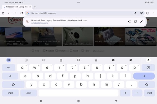 Keyboard in landscape mode