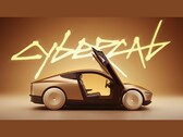 A screengrab from a promotional Tesla CyberCab video showing a side view of the vehicle