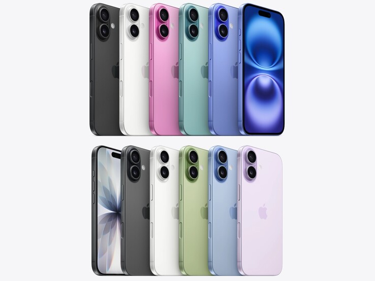iPhone 16 (top) and iPhone 17 (bottom) colorways. (Image source: Apple, edited)