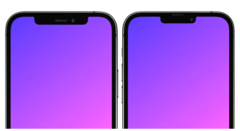 A render of the iPhone 13 notch compared to the current iPhone 12 notch. (Image: @RendersbyIan)