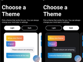 Traditional light mode with color customization (left) and new dark mode with color customization (right). (Source: Own)